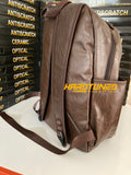 Brown Faux Leather Backpack With Two Front Pocket